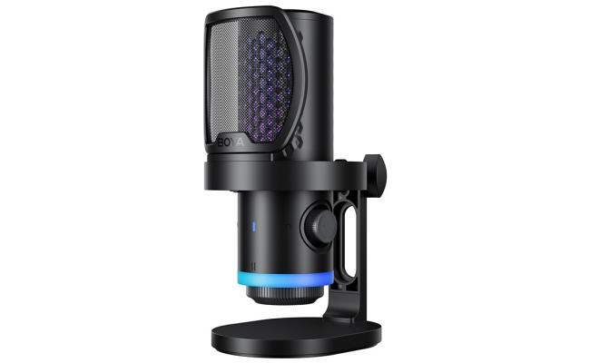 BOYA CastMic G40 Vibrant RGB Noise-Cancelling USB Microphone, 192 kHz/24-bit high-resolution audio - Black